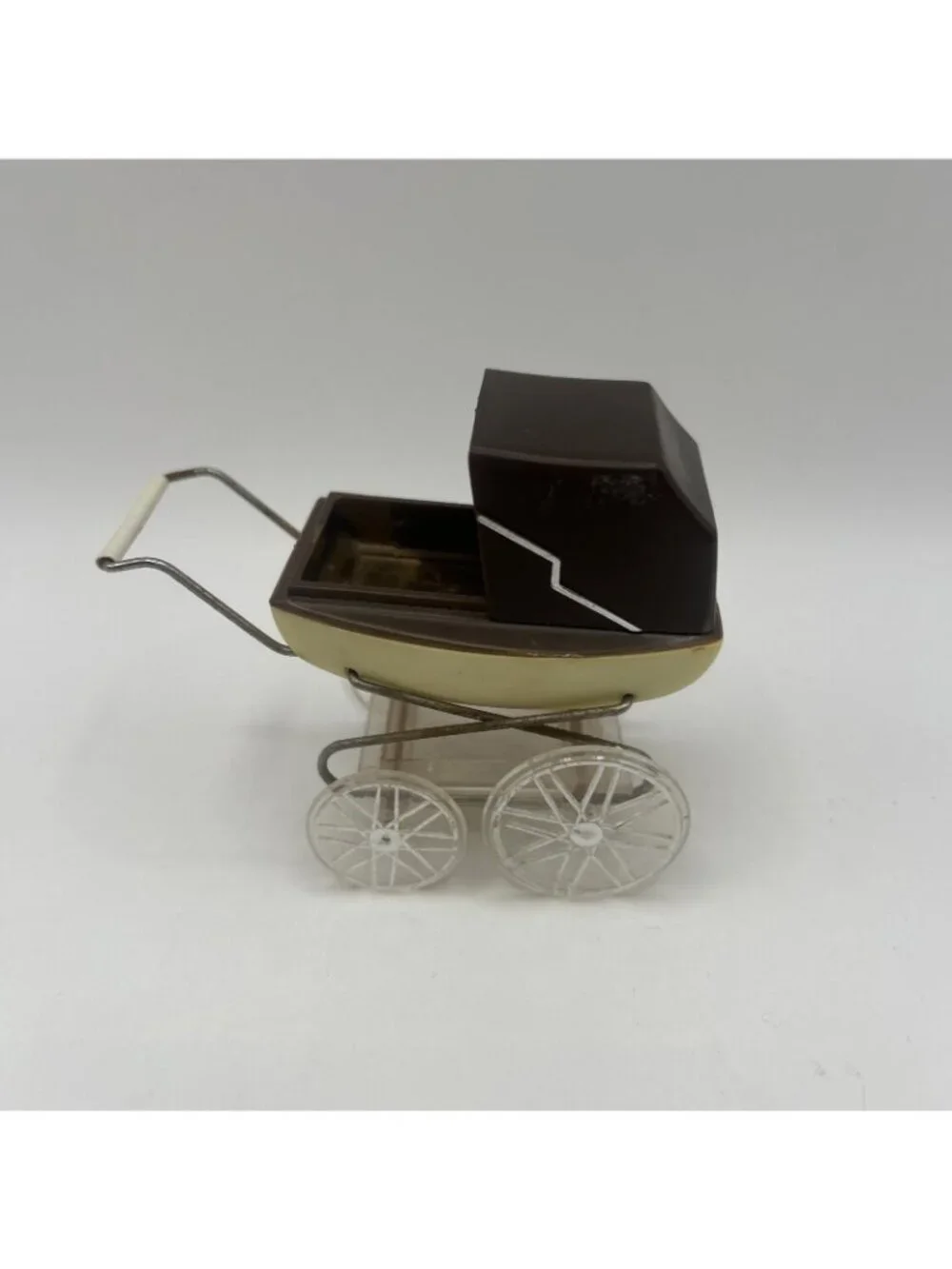 Vintage 1970s Lundby Barton Dollhouse Baby Pram Carriage 1:16 Miniature Brown - Picture 5 of 16